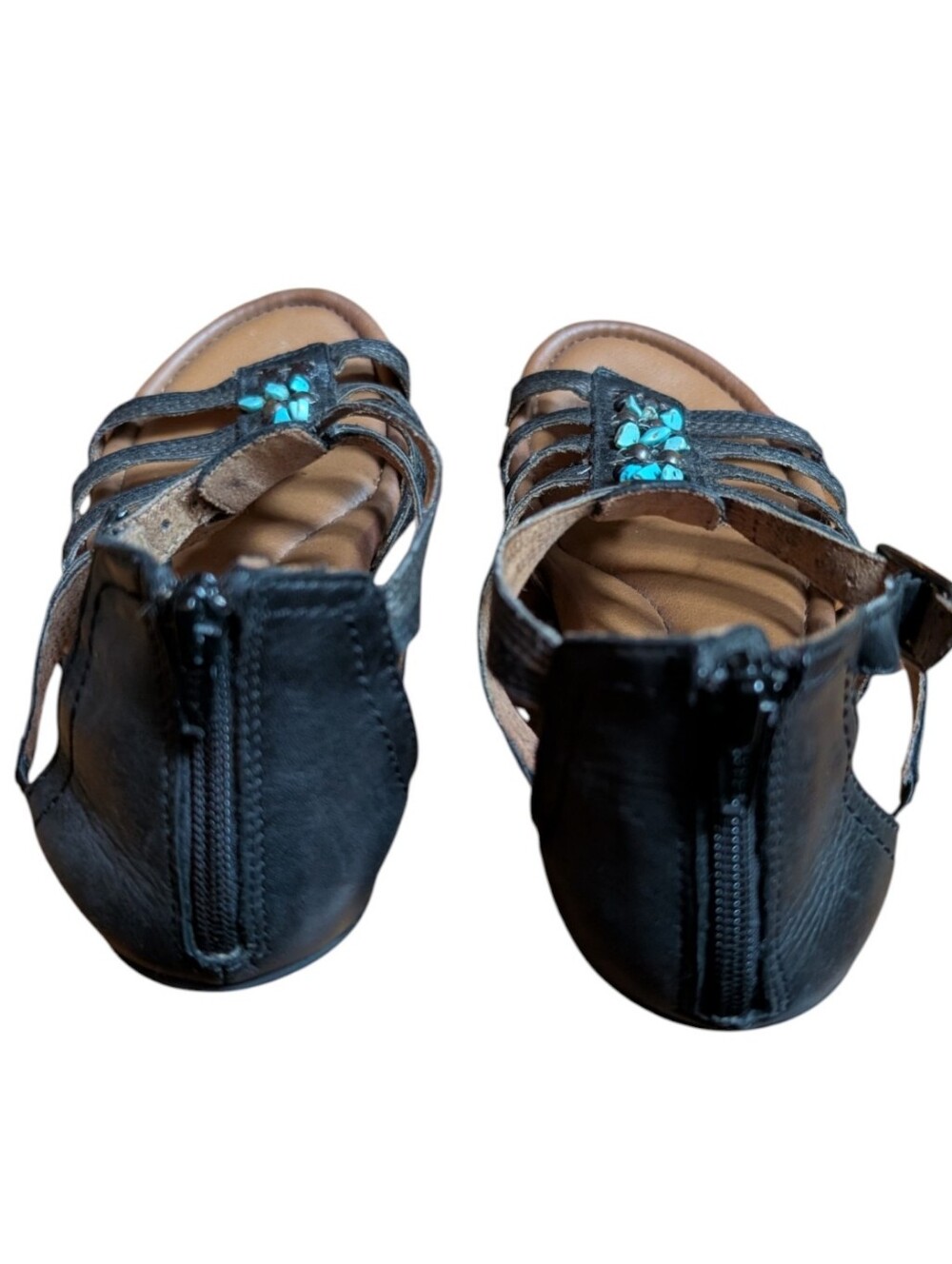 Rockport Cobb Hill "Zion" Black Leather Gladiator Flat Sandals - Picture 7 of 8